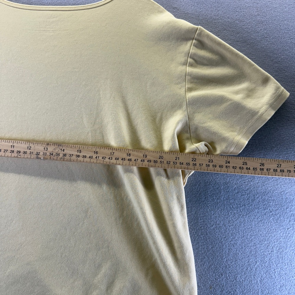 Talbots Yellow Cotton Short Sleeve Crew Neck Tee Shirt XL Side Slits - Picture 5 of 6